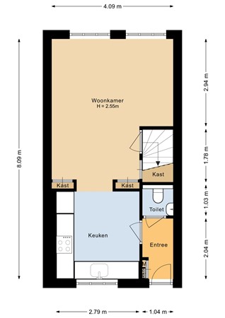 Floorplan - Dorpsstraat 47, 3751 EM Bunschoten-Spakenburg